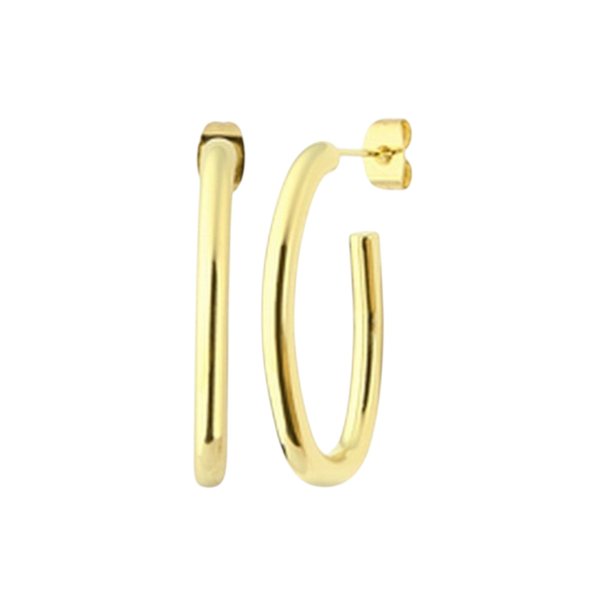 Yamor Jewelry gold stainless steel hoop earrings for women, sleek and versatile for daily wear or special occasions.